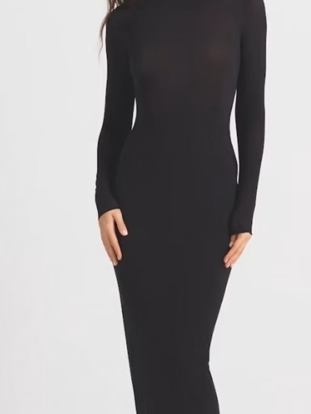 SKIMS Long Sleeve Black Bodycon Maxi Dress